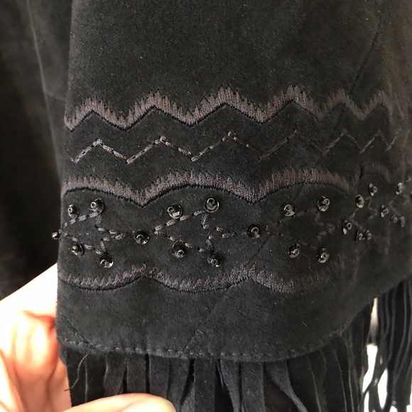 ❌SOLD❌MARGARET GODFREY Embroidered Leather Poncho Size L - Picture 4 of 6